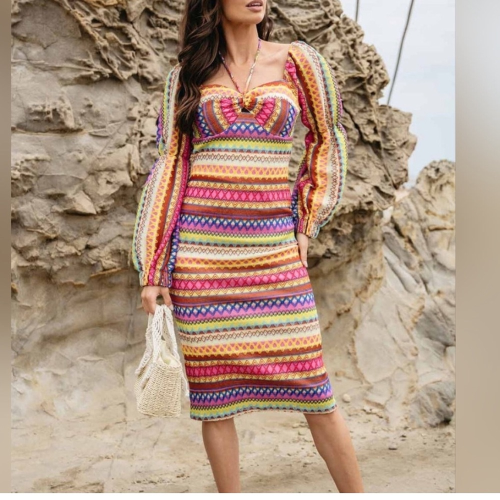 Vibrant Multicolor Long Sleeve Dress